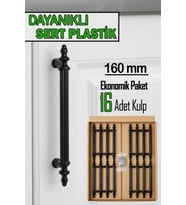 16 Adet Sert Plastik Polavit Siyah 160 Mm Mobilya Mutfak Çekmece Dolap Dolabı Kulpu Kulbu Kulpları