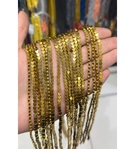 Hematit Taşı Kalp Kesim Parlak Gold 4mm Doğal Taş Dizi