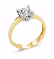 Altın Tektaş Yüzük 14K Swarovski (Çok Renkli)