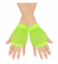 80’ler 90’lar Retro Neon Yeşil File Parmaksız Kısa Eldiven 11 cm