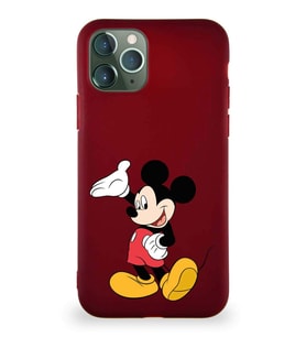 Apple iPhone 11 Pro Soft Premier Kapak Mickey Mouse-C Tasarımlı Silikon Kılıf - Mürdüm (Şeffaf)