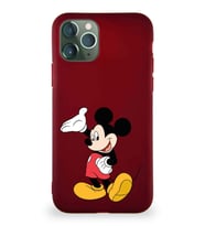 Apple iPhone 11 Pro Soft Premier Kapak Mickey Mouse-C Tasarımlı Silikon Kılıf - Mürdüm (Şeffaf)