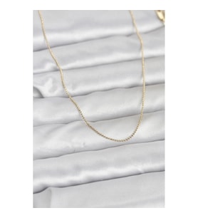 Mey İthalat® CM 14K Gold Renk İnce Top Zincirli 60 cm Kadın Kolye