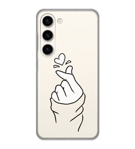 Samsung Galaxy S23 Uyumlu Kalp Desenli Şeffaf Telefon Kılıfı