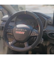 DİKİŞLİ DİREKSİYON KILIFI KARBON / NUBUK DERİ GRİ YÜZÜK GRİ DİKİŞLİ DACİA GRUBU İÇİN