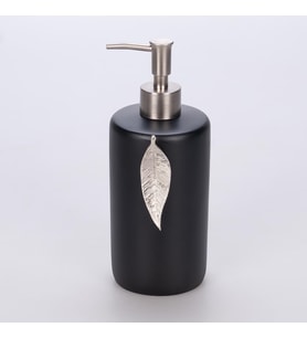 Leaf Sıvı Sabunluk Siyah Gümüş