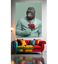 BEYEFENDİ GORİL V1 Ev Duvar Salon Güzellik Salonu Ofis Dükkan Dekarasyon Kanvas Tablo (Çok Renkli)