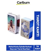 Beyaz Numen Tarot Teneke Metal Kutu İçinde Kutsal Hayvan PDF Kılavuzu Kitap Divination Kader 78 Adet