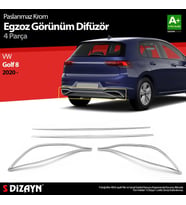 S-Dizayn VW Golf 8 Egzoz Görünümü Difüzör 4 Prç. 2020 Üzeri (Karışık)