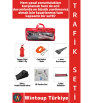 #TrafikSeti Tüvtürk Uyumlu Acil Durum Yangın Tüpü Reflektör Buz Kazıyıcı Takoz Araç Çeki Halatı 38 P