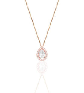 Söğütlü Silver Gümüş rose zirkon taşlı damla modeli kolye
