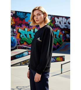 Kadın Bisiklet Yaka Düşük Kol Nakışlı Regular Kalıp Örme Sweatshirt Fonksiyonel Dayanıklı Şık