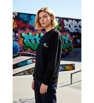 Kadın Bisiklet Yaka Düşük Kol Nakışlı Regular Kalıp Örme Sweatshirt Fonksiyonel Dayanıklı Şık