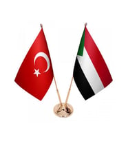Masa Üstü Sudan Bayrağı Türk Bayrağı İkili Pirinç Direk Masa Bayrak Seti