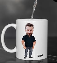 Kişiye Özel Fotoğraflı Erkek Karikatür Tasarımlı Kupa Bardak