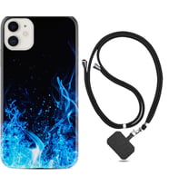 Apple iPhone 11 12 13 Mini Kılıf Boyun Askılı Silikon Blue Fire 1678