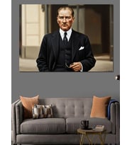 Türkiye Cumhuriyeti Kurucusu Atatürk Dekoratif Kanvas - Mdf Ahşap Tablo
