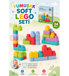 Yumuşak Soft Lego Seti 24 Parça - Büyük Yumuşak Bloklar - Büyük Soft Lego Oyuncakları - Yumuşak Lego