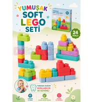 Yumuşak Soft Lego Seti 24 Parça - Büyük Yumuşak Bloklar - Büyük Soft Lego Oyuncakları - Yumuşak Lego