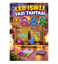 Çocuklar İçin Renkli LED Mesaj Tahtası – Neon Kalemli Akrilik Yazı ve Çizim Panosu