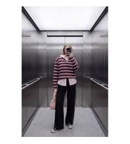 Defacto Loose Fıt Çizgili Pembe Kadın Sweatshirt G9467AX/PN74
