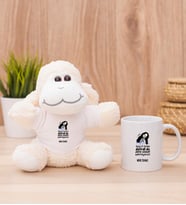 Kişiye Özel Herkes Delirdi Tasarım Esprili Peluş Koyun ve Beyaz Kupa