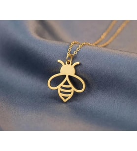 Kişiye Özel 925 Ayar Gümüş Minimal Arı Figürlü Kolye (Gold)