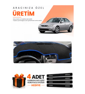 FORD MONDEO 3 (2000-2007) Uyumlu Torpido Koruma Örtüsü Oto Kılıfı - Siyah Mavi