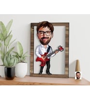 BK Gift Kişiye Özel Erkek Gitarist Karikatürlü 3D Ahşap Tablo, Sevgiliye Hediye, Arkadaşa Hediye, Yıl Dönümü Hediyesi, Doğum Günü Hediyesi-2