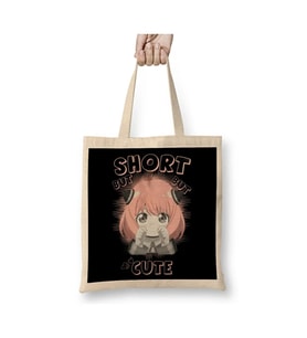 Anya Short But Cute Spy X Family Bez Çanta Uzun Saplı Alışveriş Çantası Plaj Çantası (Beyaz)