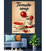 Domates Çorbası Vintage Reklam Afişi Dekoratif Kanvas - Mdf Ahşap Tablo