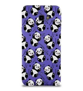 Samsung Galaxy J4 Plus Uyumlu Lansman Kılıf Panda Tasarımlı İçi Kadife Kapak-Mor (Şeffaf)