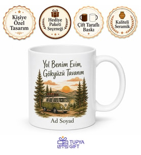 Kişiye Özel Karavan Yolculuğu Kupa Bardak İsimli Hediye Mug
