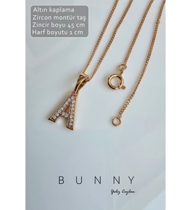 MINI HARF KOLYE ZIRKON TAŞ ALTIN KAPLAMA