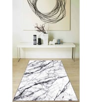 Beyaz Mermer Görünümlü Kaymaz Tabanlı Dekoratif Halı RV130 - 100 x 160 cm