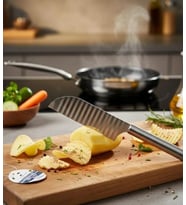 Bastırılarak Kesen Şekilli Patates Dilimleyici Bıçak 1 Adet Pratik Kolay Kullanım Sebze Kesme (Kurşun Gri)