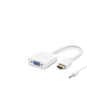 Hdmi To Vga Dişi Ses Çıkışlı Görüntü Dönüştürücü 1080P - Beyaz HDX2019B