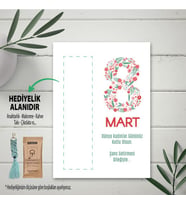 Hediyelik Kart - 8 Mart Dünya Kadınlar Günü Tasarım Makrome Anahtalık, Toka, Kurabiye, Kahve Kartı