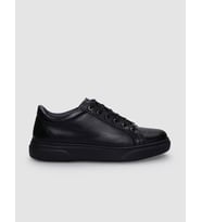 %100 Hakiki Deri Siyah Bağcıklı Erkek Sneaker