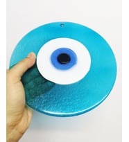 Büyük Boy Turkuaz Cam Nazarlık Nazar Boncuğu Lüks Kalite 20 cm Çap Dış Cephe