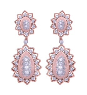 Taşlı Rose Gold Sallantılı Gümüş Küpe (Rose - Gold)