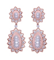 Taşlı Rose Gold Sallantılı Gümüş Küpe (Rose - Gold)