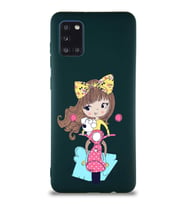 Samsung Galaxy A31 Soft Premier Kapak Vespagirl Tasarımlı Silikon Kılıf - Yeşil (Şeffaf)