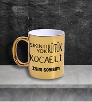 Kocaeli Temalı Kişiye Özel İsim ve/veya Fotoğraflı Kupa Bardak No:X025-041 (Gold)