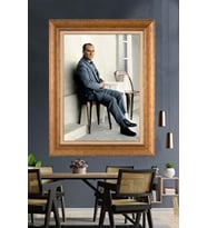 Altın Varaklı Çerçeveli Paspartulu Atatürk Tablo nh249 (Gold)
