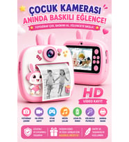 Tavşanlı Çocuk Dijital Fotoğraf Makinesi Anında Baskılı Mini Kamera HD Vide