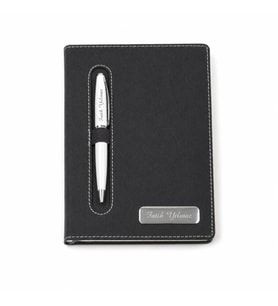 İsme Özel Kumaş Desenli Defter ve Tükenmez Kalem Seti