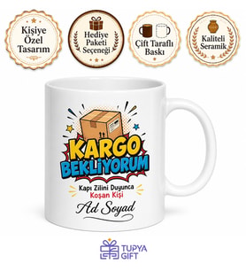 Kargo Bekliyorum Yazılı Komik Kupa Bardak Esprili Hediye Porselen Mug