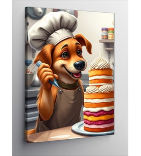 Kanvas Tablo Köpek Ve Pancake Eğlencesi
