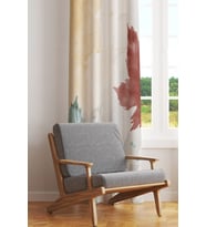 Autumn Leaves Desenli Süet Oturma Odası Salon Fon Perde Baskılı Ekstrafor Büzgü TEK KANAT PRD-1060